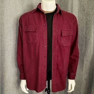 LL BEAN Chamois Cloth Shirt Maroon Jacket Style 1611 Men's 17 (L)